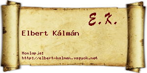 Elbert Kálmán névjegykártya